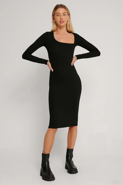 Andrea Badendyck X Na-kd Cut Detail Long Sleeve Dress - Black