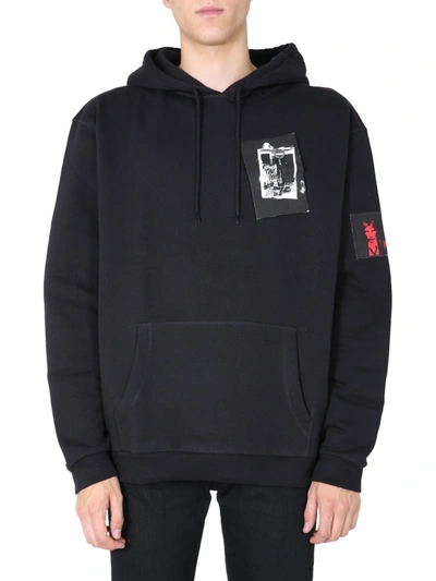 Raf Simons Pin Printed Patch Hoodie In Black