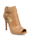 Michael Michael Kors Women's Blaze Peep-toe Leather Booties In Acorn