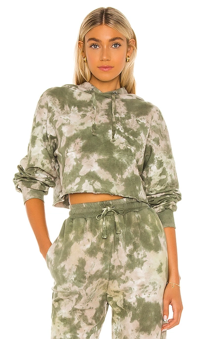 Lovers & Friends Maja Cropped Hoodie In Green Tie Dye