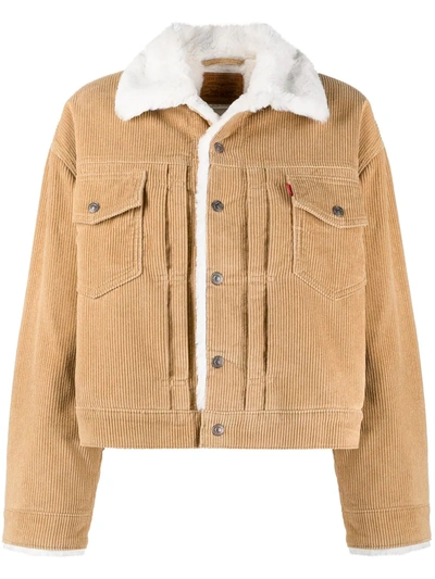Levi's New Heritage Corduroy Trucker Jacket With Faux Shearling Lining In Iced Coffee Warm 10