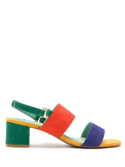 Blue Bird Shoes Strappy Block Heel Sandals In Multicolour