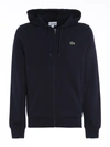 Lacoste Cotton Blend Regular Fit Hoodie In Black