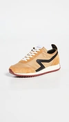Rag & Bone Retro Runner Suede And Leather-trimmed Recycled Shell Sneakers In Mustard