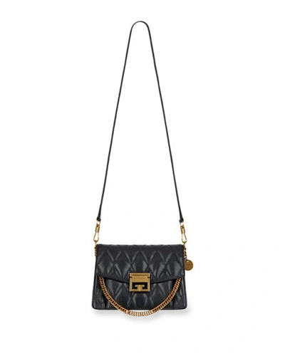 Givenchy Gv3 Small Quilted Leather Crossbody Bag In Black