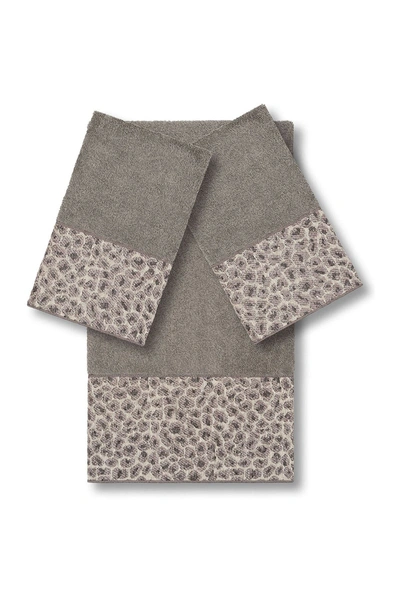 Linum Home Spots 3-piece Embellished Towel In Dark Grey