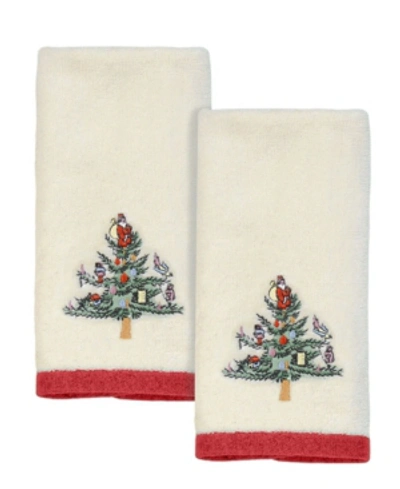 Spode Christmas Trees Fingertip Towels, 2 Piece Bedding In Ivory