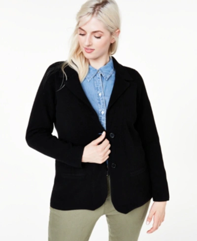 Charter Club Plus Size 100% Cashmere Blazer, Created For Macy's In Classic Black