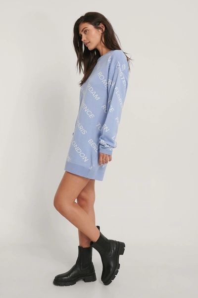 Jasmin Azizam X Na-kd Oversized Long Knitted Sweater - Blue In Light Blue