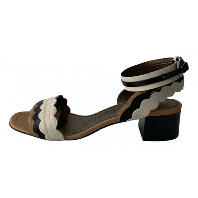 Pre-owned Lanvin Patent Leather Sandals In Camel