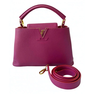 Pre-owned Louis Vuitton Capucines Leather Handbag In Pink
