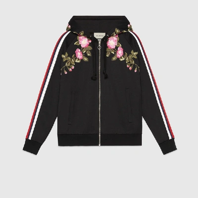 Gucci Embroidered Jersey Sweatshirt In Multicolor