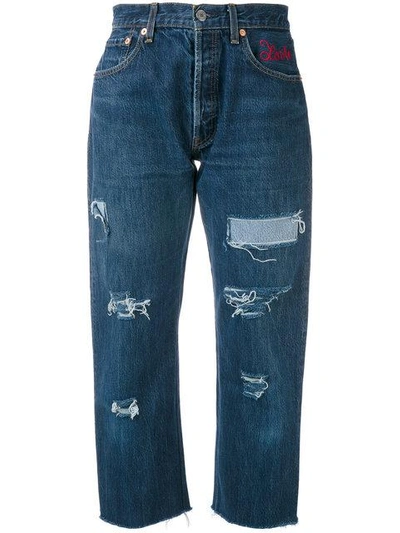 Forte Couture - Distressed Cropped Jeans  In Blue