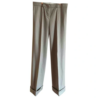 Pre-owned Chloé Wool Straight Trousers In Beige