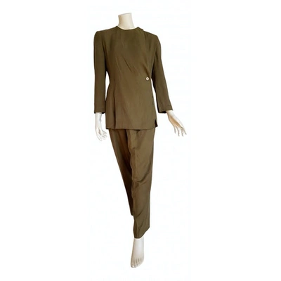 Pre-owned Giorgio Armani Silk Suit Jacket In Khaki