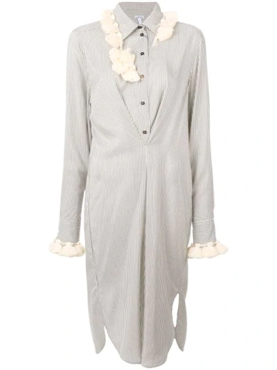 Loewe Striped Tassel-trimmed Silk Shirtdress In White