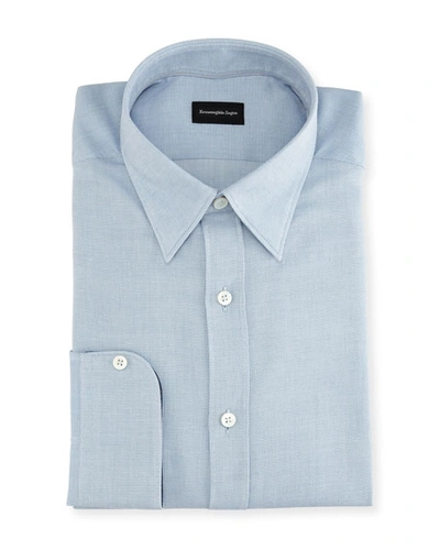 Ermenegildo Zegna Men's Woven Cotton Regular-fit Dress Shirt In Blue