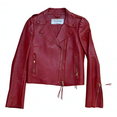 Pre-owned Valentino Leather Short Vest In Red