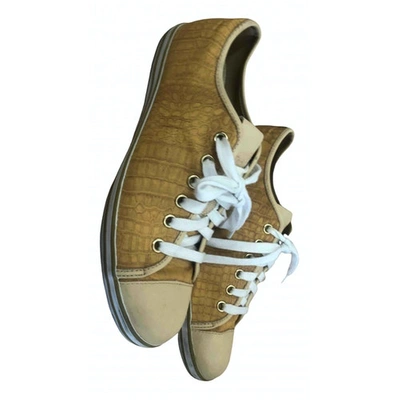Pre-owned Just Cavalli Cloth Trainers In Beige