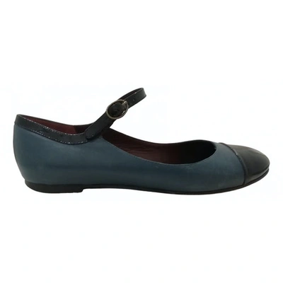 Pre-owned Marc By Marc Jacobs Blue Leather Ballet Flats