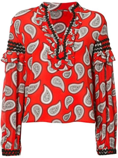 Dodo Bar Or Bill Paisley-print Silk Blouse In Red