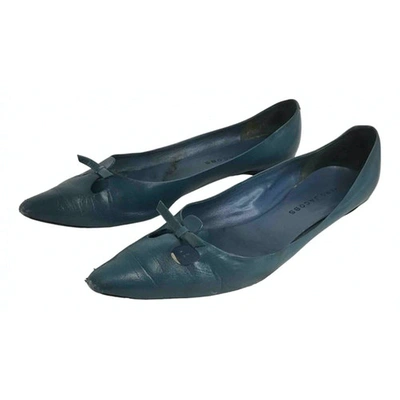 Pre-owned Marc Jacobs Blue Leather Ballet Flats