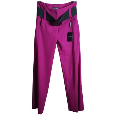 Pre-owned Emporio Armani Wool Straight Pants In Purple