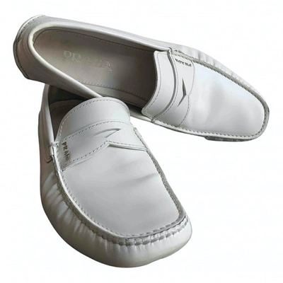 Pre-owned Prada Patent Leather Flats In White