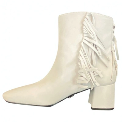 Pre-owned Prada Leather Ankle Boots In White