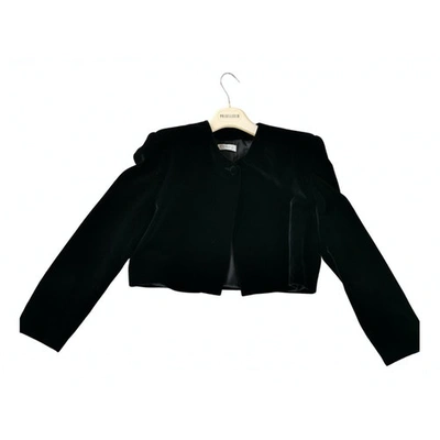Pre-owned Pinko Velvet Short Waistcoat In Black