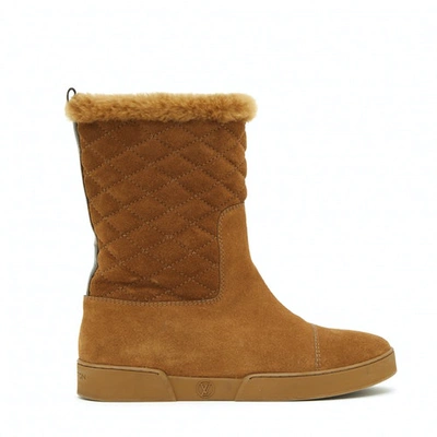 Pre-owned Louis Vuitton Camel Shearling Ankle Boots