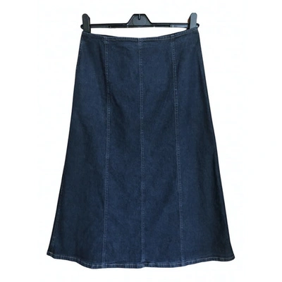 Pre-owned Benetton Blue Cotton - Elasthane Skirt