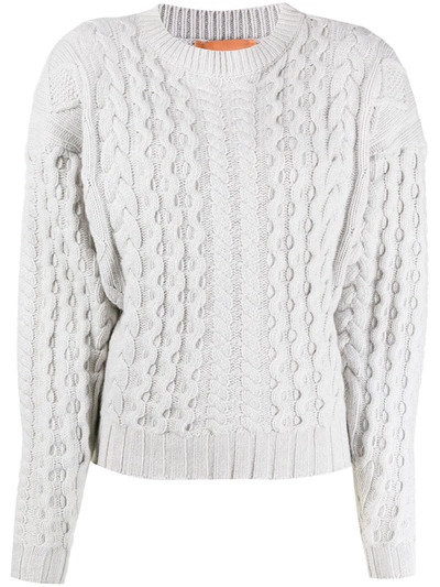 Andamane Oversize Shoulder Cable-knit Jumper In Grey