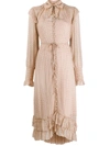 Allsaints Lara Dot Long Sleeve High/low Dress In Nude+pink