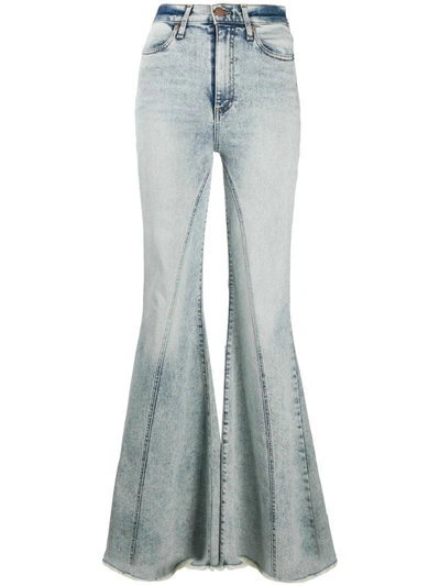 Alice And Olivia Beautiful Seamed High-rise Flared Jeans In Blue
