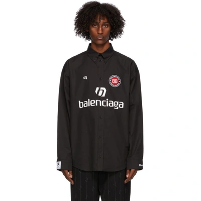 Balenciaga Long Sleeve Soccer Shirt In 1000 Black
