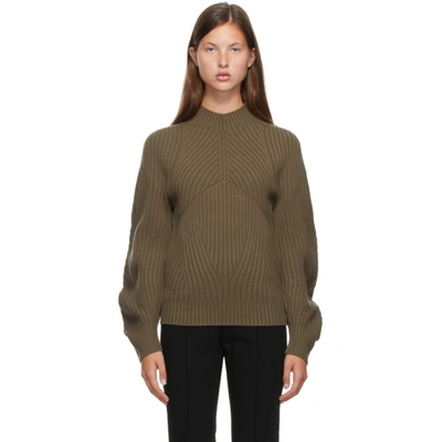 Low Classic Ribbed-knit Puff-sleeve Jumper In Brown