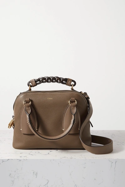 Chlo Daria Medium Textured And Smooth Leather Tote In Green