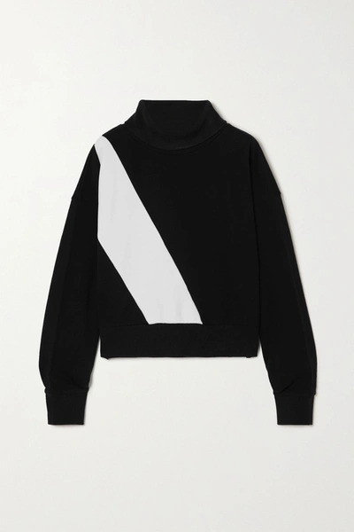 Aarmy Two-tone Cotton-jersey Turtleneck Sweatshirt In Black