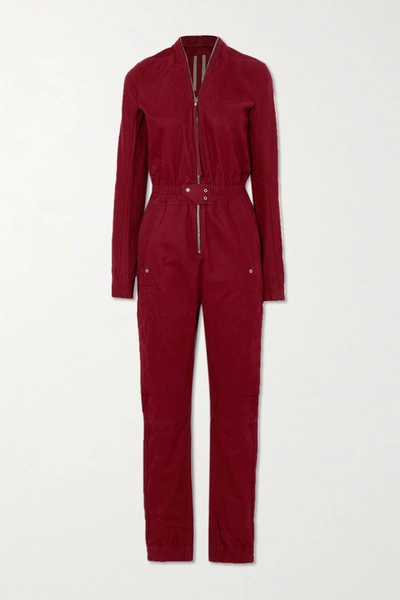 Rick Owens Tuta Cotton-twill Jumpsuit In Red