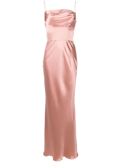Dolce & Gabbana Silk Satin Cowl-neck Gown In Pink