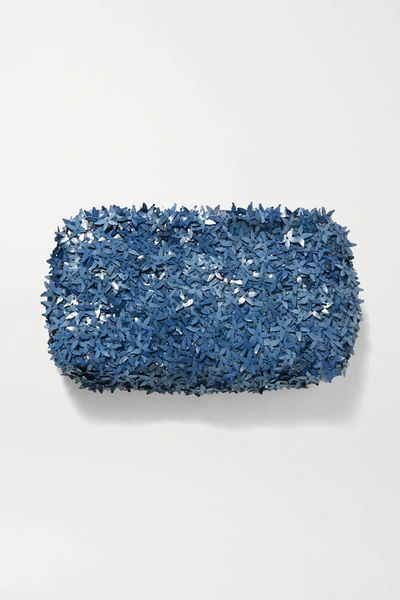 Nannacay Ambra Embellished Tulle Clutch In Light Blue