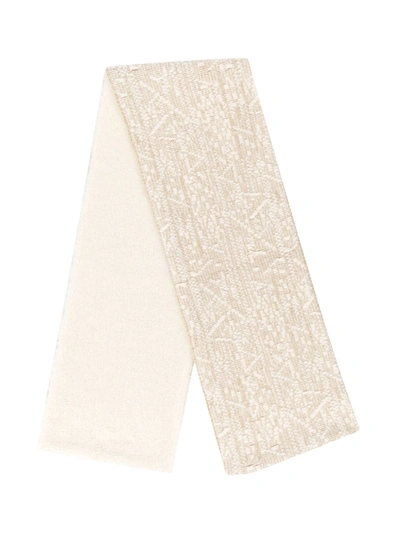 Moncler Kids' Intarsia Knit Scarf In White