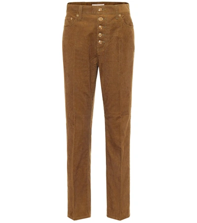 Tory Burch High-rise Cotton Corduroy Pants In Brown