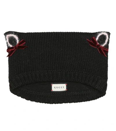 Gucci Embroidered Wool Beanie In Black