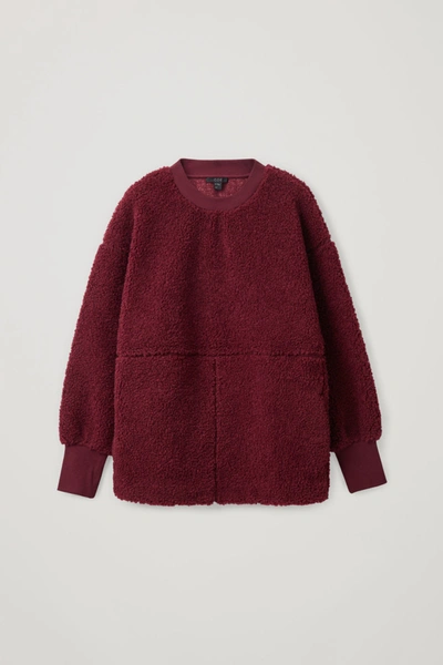 Cos Oversized Teddy Fleece Wool-mix Sweatshirt In Red