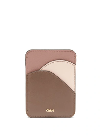 Chloé Walden Colour-block Leather Cardholder In Pink Pink 1