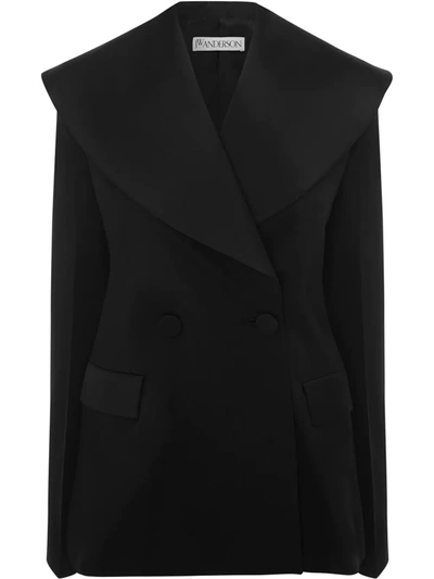 Jw Anderson Oversized Shawl-collar Double-breasted Jacket In Black