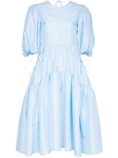 Cecilie Bahnsen Libby Tiered Aurora-jacquard Linen-blend Dress In 
