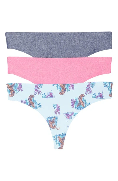 Honeydew Intimates Skinz 3-pack Thong In Star Sky/ Flamenco/ Sea Tigers